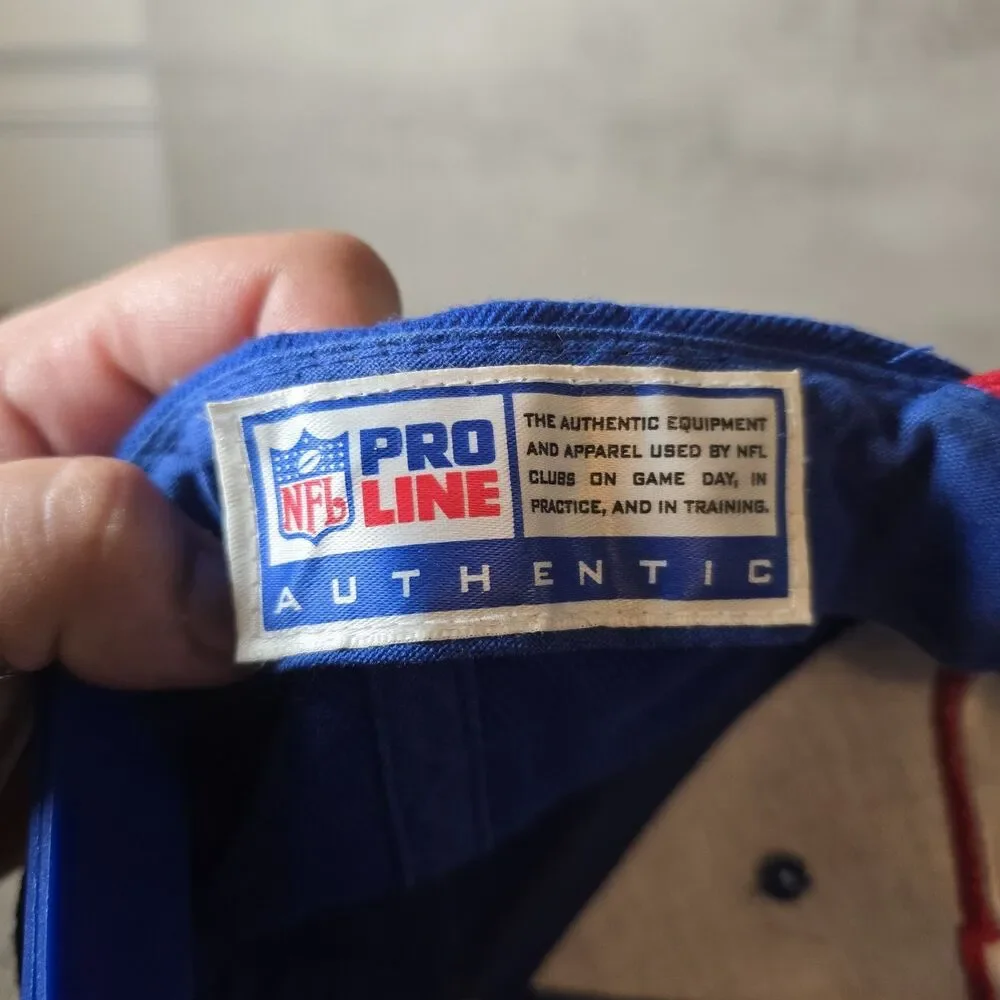 Vintage 90s Reebok New York Giants Snapback Hat Cap NFL Pro Line Wool Blue Red - Picture 7 of 7